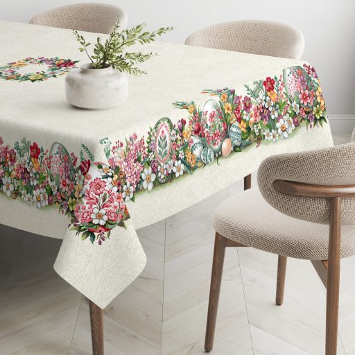 Húsvéti tojásos (sárga-piros) asztalterítő, 137x180 cm