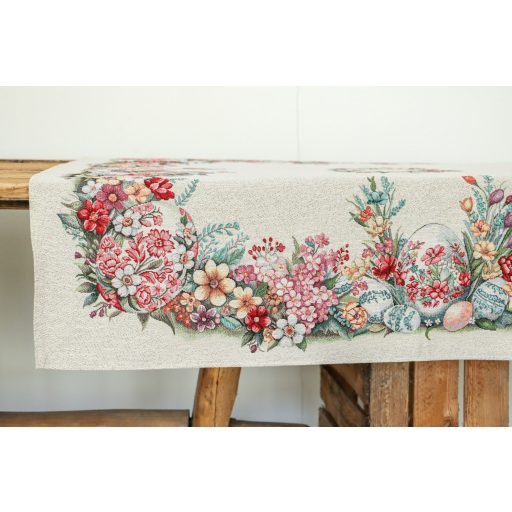 Húsvéti tojásos (sárga-piros) asztalterítő, 137x180 cm