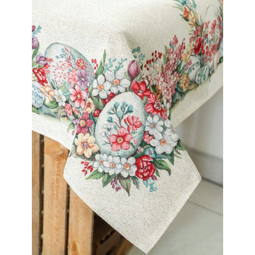 Húsvéti tojásos (sárga-piros) asztalterítő, 137x240 cm