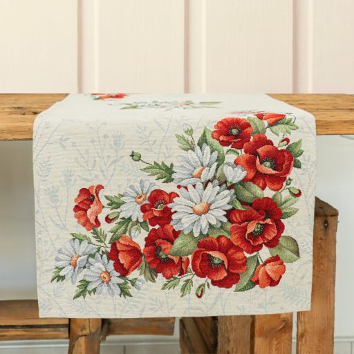 Pipacsos, margarétás asztali futó 37x100 cm