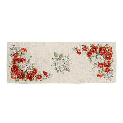 Pipacsos, margarétás asztali futó, 44x140 cm