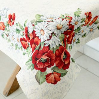 Pipacsos, margarétás asztalterítő, 96x100 cm