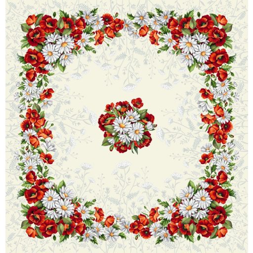 Pipacsos, margarétás asztalterítő, 96x100 cm