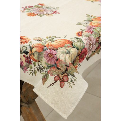 Őszi tökös, virágos asztalterítő, 96x100 cm
