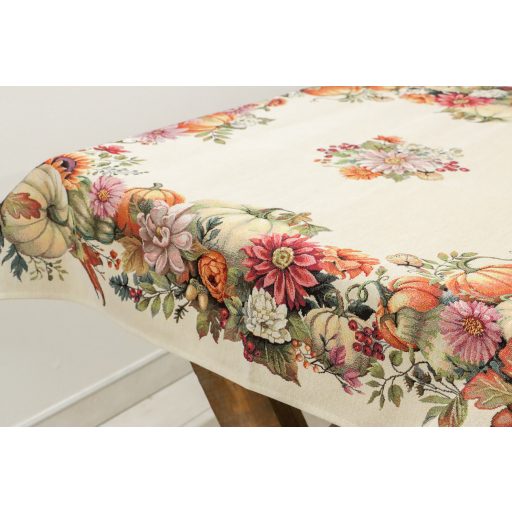 Őszi tökös, virágos asztalterítő, 96x100 cm