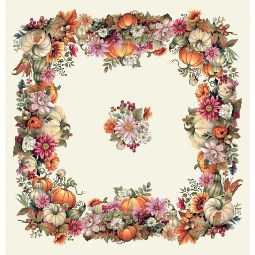 Őszi tökös, virágos asztalterítő, 96x100 cm