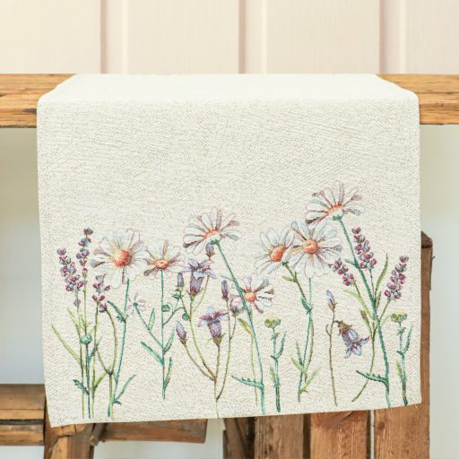 Levendulás, margarétás asztali futó 37x100 cm