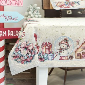 Pink diótörős asztalterítő, 137x240 cm, lurex nélkül