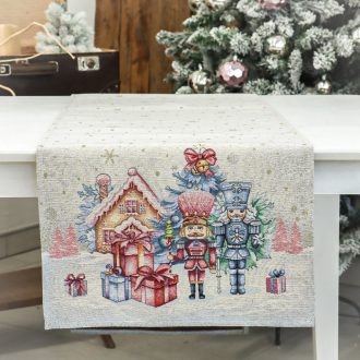 Pink diótörős asztali futó, 44x140 cm, lurex nélküli