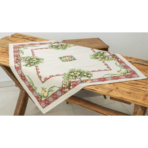 Citromfás, piros mozaikos asztalterítő, 96x100 cm