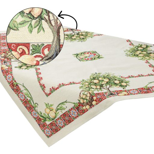 Citromfás, piros mozaikos asztalterítő, 96x100 cm