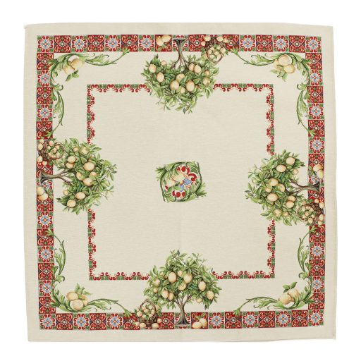 Citromfás, piros mozaikos asztalterítő, 96x100 cm