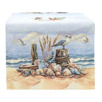 Sirályos tengerparti asztali futó, 37x100 cm