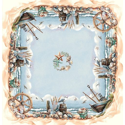 Sirályos, tengerparti asztalterítő, 96x100 cm