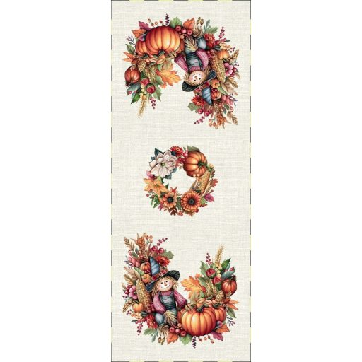 Őszi tökös, madárijesztős asztali futó, 44x140 cm