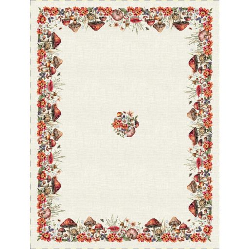 Őszi gombás, virágos asztalterítő, 137x240 cm