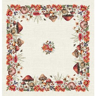 Őszi gombás, virágos asztalterítő, 96x100 cm