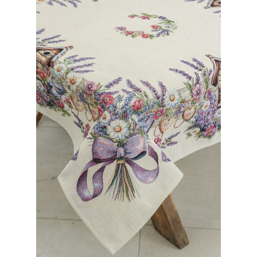 Levendulás, madárházas asztalterítő, 96x100 cm