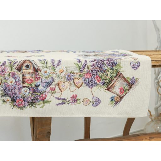 Levendulás, madárházas asztalterítő, 96x100 cm
