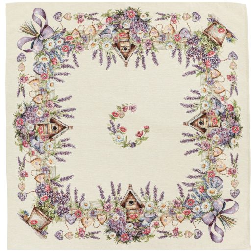 Levendulás, madárházas asztalterítő, 96x100 cm