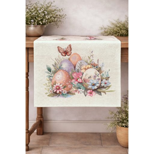 Pasztell húsvéti tojásos asztali futó, 44x140 cm