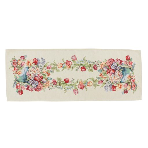 Tulipános, kék vödrös asztali futó 37x100 cm