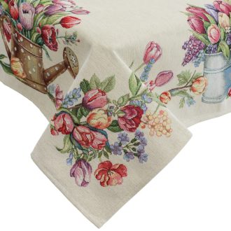 Tulipános, kék vödrös asztalterítő, 96x100 cm