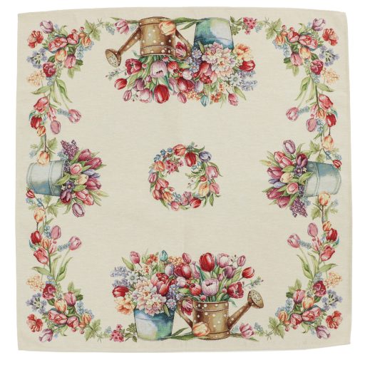 Tulipános, kék vödrös asztalterítő, 96x100 cm