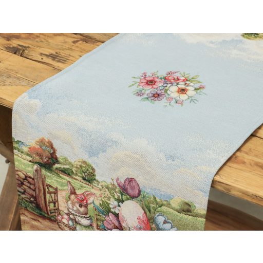 Farmhouse húsvéti nyuszis asztali futó, 37x100 cm