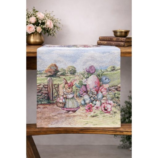 Farmhouse húsvéti nyuszis asztali futó, 37x100 cm
