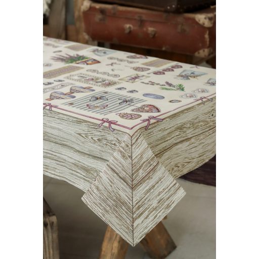 Levendulás asztalterítő fa mintás szegéllyel, 137x180 cm