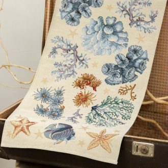 Kék korallos asztali futó, 44x140 cm