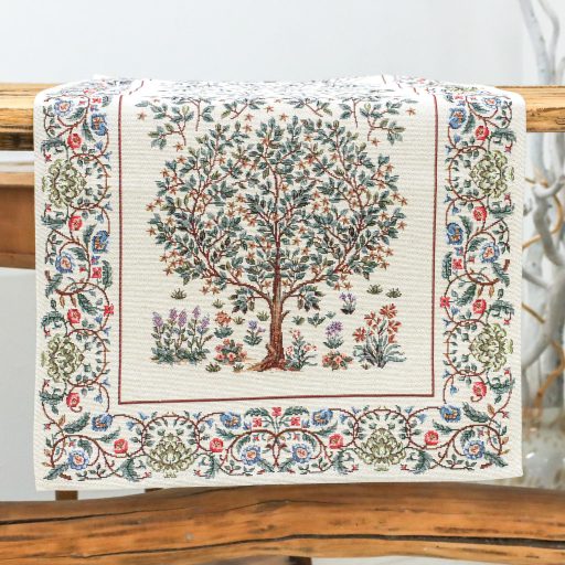 Fehér életfa asztali futó 37x100 cm