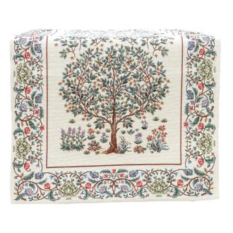 Fehér életfa asztali futó, 44x140 cm