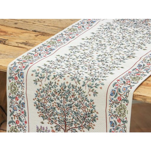 Fehér életfa asztali futó, 44x140 cm