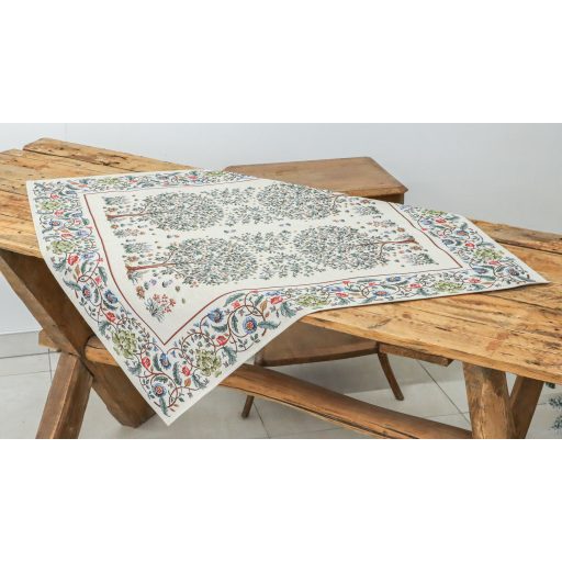 Fehér életfa asztalterítő, 96x100 cm