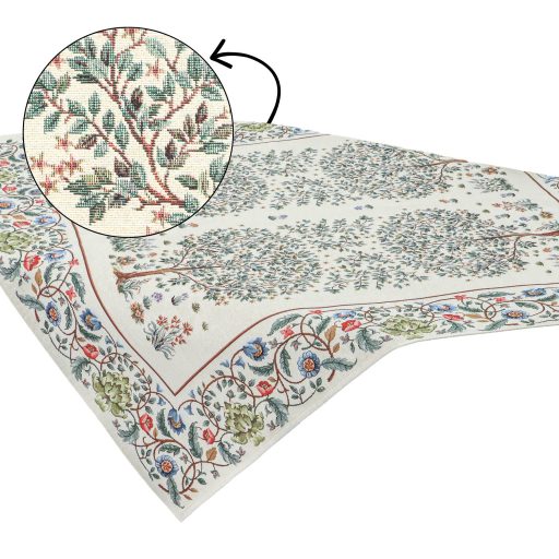 Fehér életfa asztalterítő, 96x100 cm