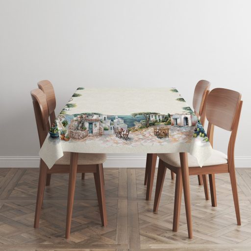 Mykonos mediterrán olivás asztalterítő, 137x180 cm