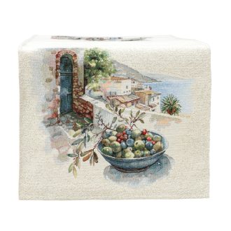Mykonos mediterrán olivás asztali futó, 37x100 cm