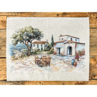 Mykonos mediterrán olivás tányéralátét