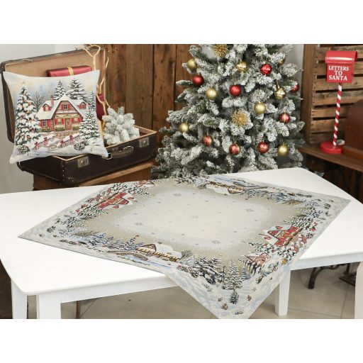 Alpesi barna házikós asztalterítő, 96x100 cm, lurex nélkül