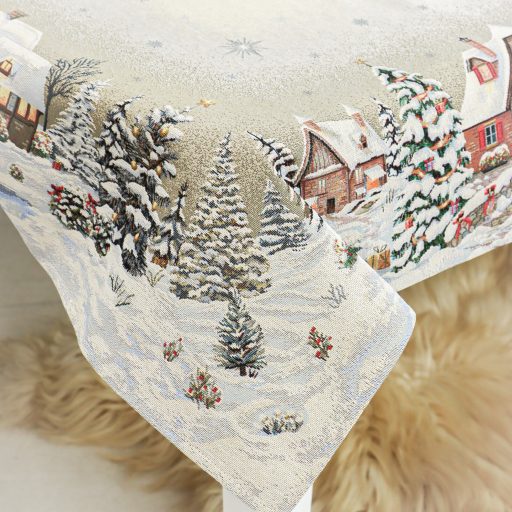 Alpesi barna házikós asztalterítő, 96x100 cm, lurex nélkül