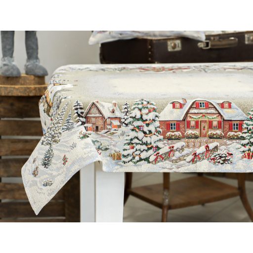 Alpesi barna házikós asztalterítő, 96x100 cm, lurex nélkül