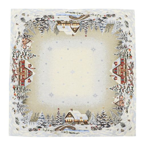 Alpesi barna házikós asztalterítő, 96x100 cm, lurex nélkül