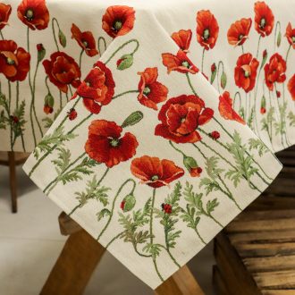 Pipacsos, katicás asztalterítő, 137x180 cm