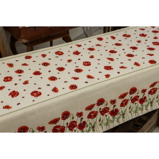 Pipacsos, katicás asztalterítő, 137x180 cm