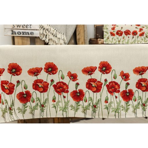 Pipacsos, katicás asztalterítő, 137x180 cm