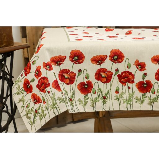 Pipacsos, katicás asztalterítő, 137x180 cm