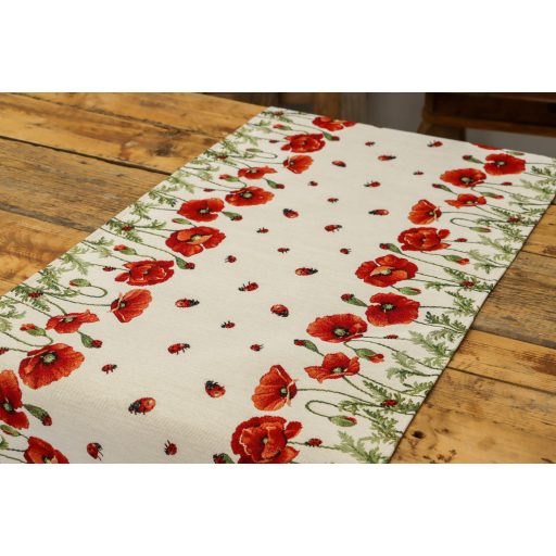 Pipacsos, katicás asztali futó, 44x140 cm