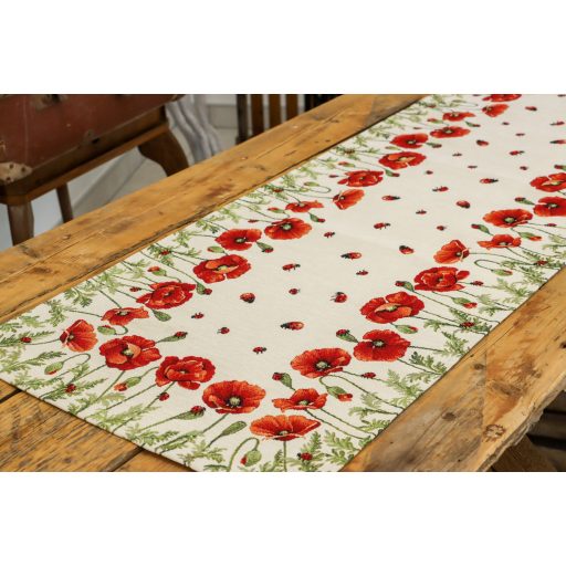 Pipacsos, katicás asztali futó, 44x140 cm